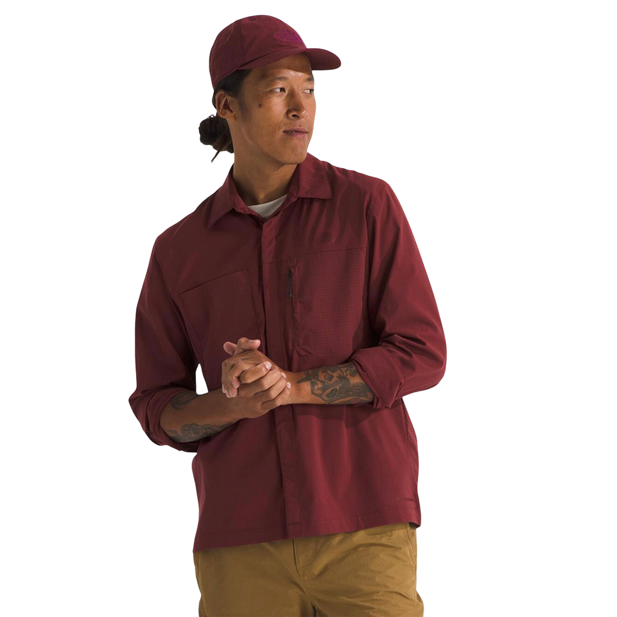 Camisa Lightrange Hike para hombre color vino