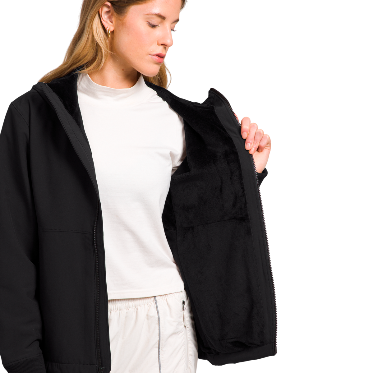 Hoodie Shelbe Raschel para mujer color negro