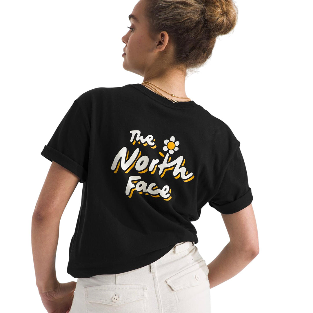 Camiseta Ss Floralcloud para mujer color negro